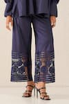 Buy_Sunandini_Blue 100% Cotton Amora Openwork Culotte Trouser _Online_at_Aza_Fashions