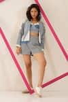 Buy_Sunandini_Blue Cutwork Denim Band Collar Aspen Jacket _at_Aza_Fashions