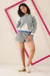 Buy_Sunandini_Blue Cutwork Denim Band Collar Aspen Jacket _Online_at_Aza_Fashions