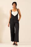 Sunandini_Black 100% Cotton Sweetheart Cherie Heart Patch Jumpsuit _Online_at_Aza_Fashions