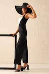 Sunandini_Black 100% Cotton Sweetheart Cherie Heart Patch Jumpsuit _at_Aza_Fashions