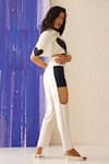 Shop_Sunandini_White 100% Cotton Collared Mila Heart Patch Crop Top And Pant Co-ord Set _at_Aza_Fashions