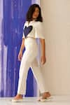 Buy_Sunandini_White 100% Cotton Collared Mila Heart Patch Crop Top And Pant Co-ord Set _Online_at_Aza_Fashions