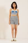 Buy_Sunandini_Blue Denim Sweetheart Sage Cutwork Bustier And Shorts Set _at_Aza_Fashions