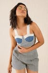 Buy_Sunandini_Blue Denim Sweetheart Sage Cutwork Bustier And Shorts Set 