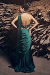 Shop_Garima Karwariya Designs_Green Blouse Net Hand Embroidered Tiered Sequin High Tia Pre-draped Saree With _at_Aza_Fashions