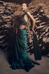 Buy_Garima Karwariya Designs_Green Blouse Net Hand Embroidered Tiered Sequin High Tia Pre-draped Saree With _Online_at_Aza_Fashions