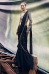 Buy_Garima Karwariya Designs_Black Blouse Net Hand Embroidered Tassel Rooh Detailed Pre-draped Saree With _at_Aza_Fashions