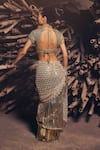 Shop_Garima Karwariya Designs_Gold Net Hand Embroidered Fringe Flaco Detailed Pre-draped Saree With Blouse _at_Aza_Fashions