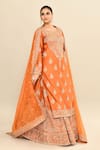 Kalighata_Orange Chanderi Embroidery Floral Scoop Neck Samaya Hand Kurta Sharara Set _at_Aza_Fashions