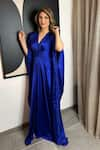 Buy_Itrh_Blue Satin Embellished Mirror V Neck Lauran Crystal Kaftan _Online_at_Aza_Fashions