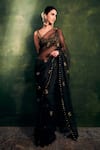 Buy_Itrh_Black Organza Embellished Ghungroo Scoop Embroidered Saree With Blouse _at_Aza_Fashions