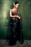 Shop_Itrh_Black Organza Embellished Ghungroo Scoop Embroidered Saree With Blouse _Online_at_Aza_Fashions