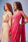 Zamoraa The Label_Pink Georgette Hand Embroidered Jaal Pleated Pre-draped Saree With Blouse _at_Aza_Fashions