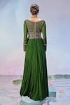 Shop_Zamoraa The Label_Green Georgette Hand Embroidered Floral Plunge V Anarkali _at_Aza_Fashions