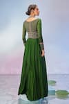 Zamoraa The Label_Green Georgette Hand Embroidered Floral Plunge V Anarkali _at_Aza_Fashions