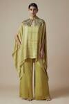 Buy_Yoshita Couture_Green Georgette Hand Tie-dye Glass Beads Sequin Embroidered Kaftan With Palazzo _at_Aza_Fashions