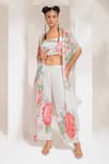 Buy_PREETI MEHTA_Ivory Georgette Viscose 60% Embellished Floral Cape Cut Dana Palazzo Set _at_Aza_Fashions