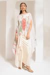 Buy_PREETI MEHTA_Ivory Lurex Chinon 60% Embellished Floral Round Pearl Kaftan Dhoti Skirt Set _at_Aza_Fashions