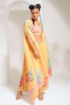 Buy_PREETI MEHTA_Yellow Georgette Viscose 60% Embellished Floral Cape Cut Dana Palazzo Set _Online_at_Aza_Fashions