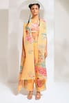 Shop_PREETI MEHTA_Yellow Georgette Viscose 60% Embellished Floral Cape Cut Dana Palazzo Set _Online_at_Aza_Fashions