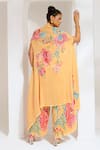 Shop_PREETI MEHTA_Yellow Georgette Viscose 60% Embellished Floral Cape Cut Dana Palazzo Set _at_Aza_Fashions