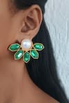 Buy_Bblingg_Green Luxe Swarovski Crystals Alaia Embellished Earrings _at_Aza_Fashions