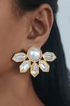 Buy_Bblingg_White Luxe Swarovski Crystals Alaia Embellished Floral Earrings _at_Aza_Fashions