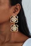 Buy_Bblingg_White Swarovski Crystals Casha Floral Double Danglers _at_Aza_Fashions