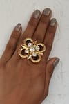 Buy_Bblingg_White Swarovski Crystals Casha Floral Ring _at_Aza_Fashions