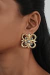 Buy_Bblingg_White Swarovski Crystals Casha Floral Stud Earrings _at_Aza_Fashions