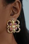 Buy_Bblingg_Pink Swarovski Crystals Casha Floral Stud Earrings _at_Aza_Fashions