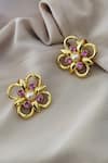 Shop_Bblingg_Pink Swarovski Crystals Casha Floral Stud Earrings _at_Aza_Fashions