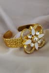 Shop_Bblingg_White Enamel Iraa Floral Swarovski Cuff _at_Aza_Fashions