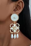 Buy_Bblingg_White Enamel Iraa Floral Swarovski Mini Danglers _at_Aza_Fashions