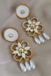 Shop_Bblingg_White Enamel Iraa Floral Swarovski Mini Danglers _at_Aza_Fashions