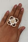 Buy_Bblingg_White Pearls Iraa Floral Crystal Ring _at_Aza_Fashions