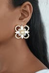 Buy_Bblingg_White Enamel Iraa Swarovski Floral Studs _at_Aza_Fashions