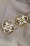 Shop_Bblingg_White Enamel Iraa Swarovski Floral Studs _at_Aza_Fashions