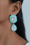 Buy_Bblingg_Blue Enamel Tira Crystal Embellished Earrings _at_Aza_Fashions