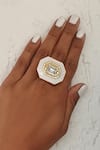 Buy_Bblingg_White Enamel Tira Crystal Embellished Ring _at_Aza_Fashions