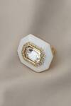 Shop_Bblingg_White Enamel Tira Crystal Embellished Ring _at_Aza_Fashions