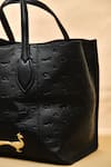 Shop_GLA_Black Embossed Vistaar Leather Bag _at_Aza_Fashions