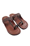 The Madras Trunk_Brown Woven Desi Atlas Interlaced Strap Kolhapuri Flats _Online_at_Aza_Fashions