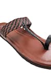 Shop_The Madras Trunk_Brown Woven Desi Atlas Interlaced Strap Kolhapuri Flats _Online_at_Aza_Fashions