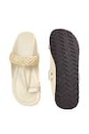 Shop_The Madras Trunk_Off White Woven Desi Atlas Checkered Strap Kolhapuri Flats _at_Aza_Fashions