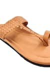 Shop_The Madras Trunk_Brown Woven Desi Atlas Tonal Strap Kolhapuri Flats _Online_at_Aza_Fashions