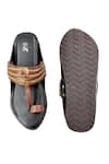 Shop_The Madras Trunk_Brown Woven Tarang Contrast Strap Kolhapuri Flats _at_Aza_Fashions