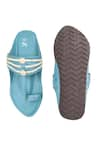 Shop_The Madras Trunk_Blue Woven Tarang Contrast Braided Strap Kolhapuri Flats _at_Aza_Fashions