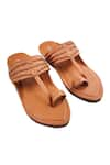 The Madras Trunk_Brown Woven Tarang Tonal Kolhapuri Flats _Online_at_Aza_Fashions